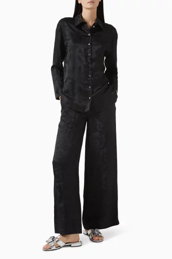 Peonies Pyjama Pants in Silk Blend