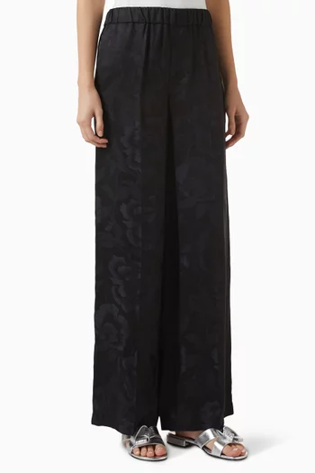 Peonies Pyjama Pants in Silk Blend