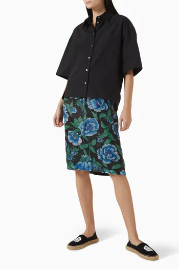 Peonies Midi Skirt in Mesh