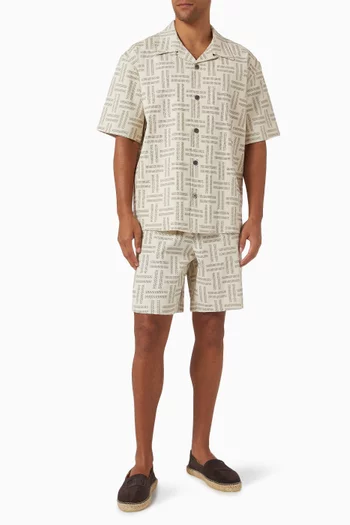 Logo-weave Hawaiian Shirt in Cotton