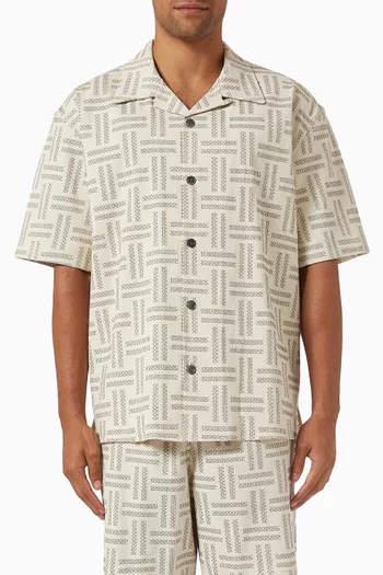 Logo-weave Hawaiian Shirt in Cotton