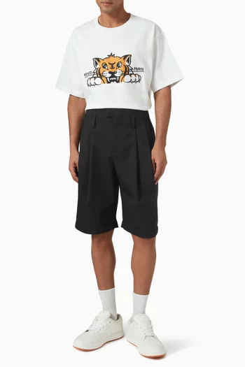 Happy Tiger Embroidered Oversized T-shirt in Cotton