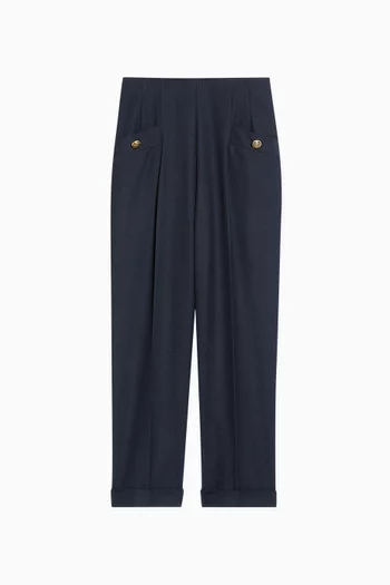 Cropped Wide-leg Pants in Wool-blend