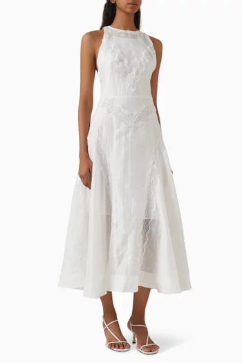 Nathalie Lace-trim Dress in Linen Blend
