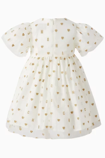 فستان بنقشة قلوب تول