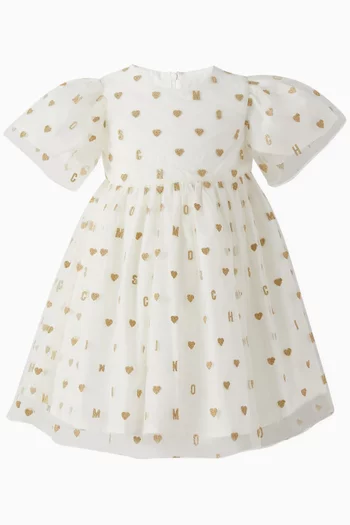 فستان بنقشة قلوب تول