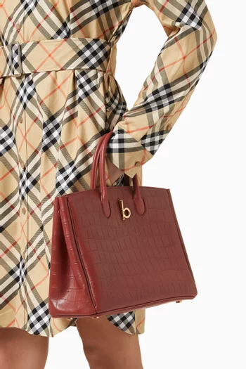 Small Rocking Horse Tote Bag in Croc-embossed Leather