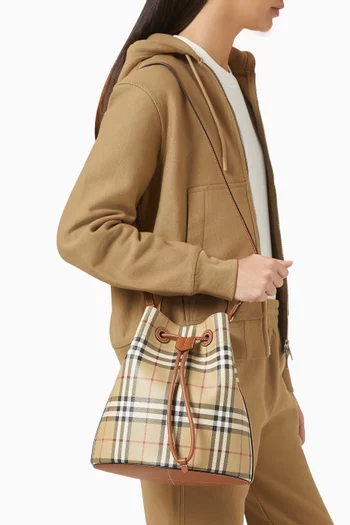 Small Check Bucket Bag in Coated-canvas