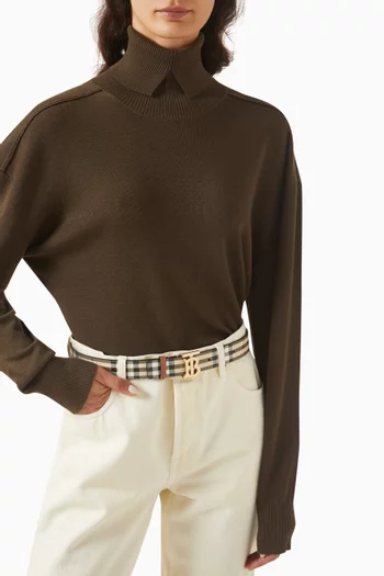 TB Check Belt in Vintage Check & Leather