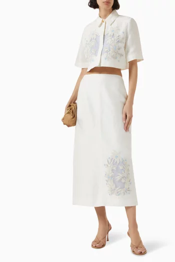 Mirrors Embroidered Shirt in Linen-blend
