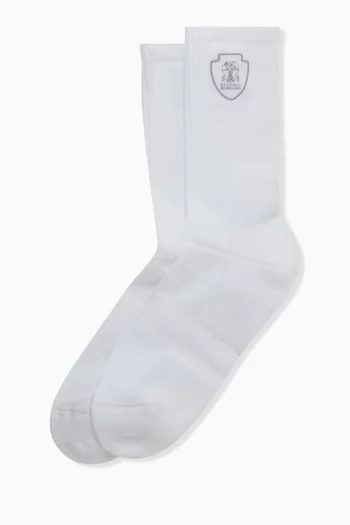 Logo-embroidered Techno Socks in Cotton-blend