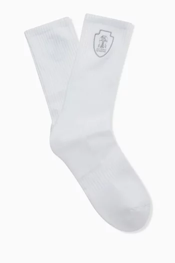Logo-embroidered Techno Socks in Cotton-blend