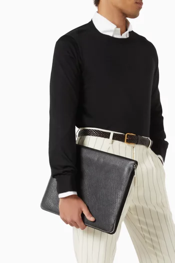 حافظة أوراق جلد عجل بارز الملمس