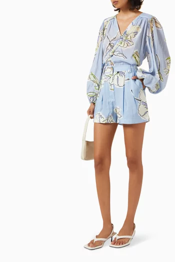 Romantica Printed Shorts in Linen Blend