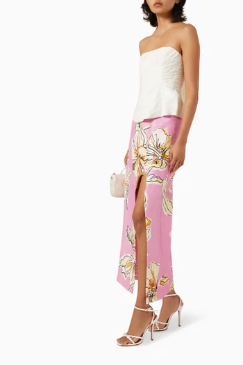 Flourish Midi Skirt in Linen Blend