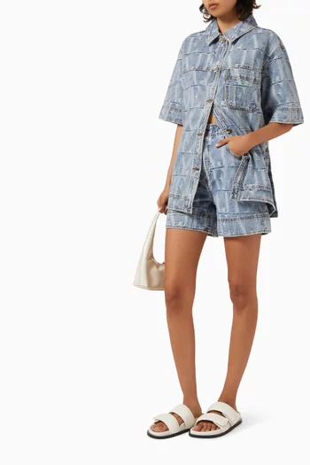 Nostalgia Logo Shorts in Jacquard Denim
