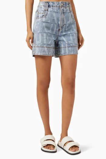Nostalgia Logo Shorts in Jacquard Denim