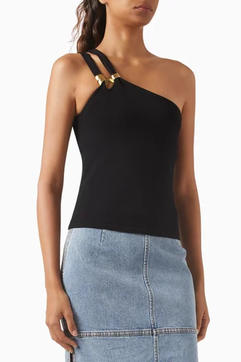 Vibrancy One-shoulder Knit Top in Rayon Blend