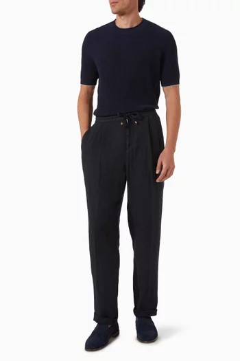 تي شيرت نسيج مضلع إنجليزي قصير