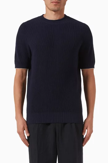 تي شيرت نسيج مضلع إنجليزي قصير