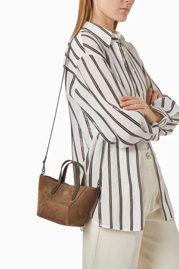 Mini Duo Top Handle Bag in Suede