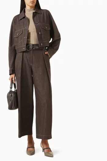 Monili Crop Jacket in Cotton Twill