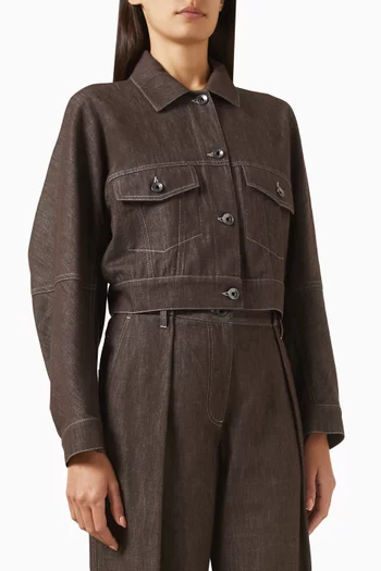 Monili Crop Jacket in Cotton Twill