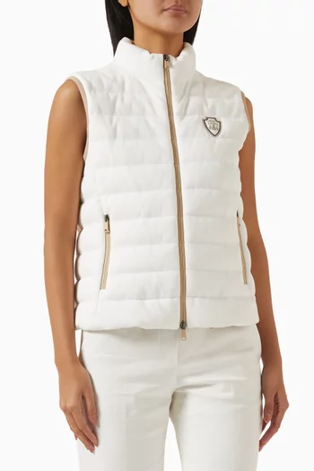 Down Vest in Cotton Piqué