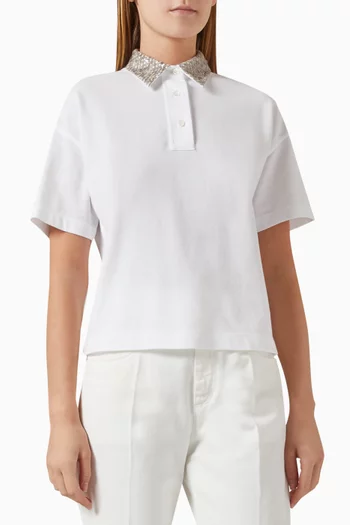 Embellished Polo Shirt in Cotton