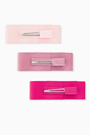 Medium Layered Pearl Bow Hair Clips, Set of 3