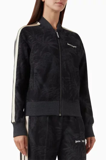 Palms-jacquard Zip Sweater in Cotton
