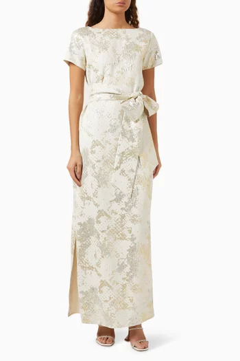 Belted Maxi Dress in Jacquard