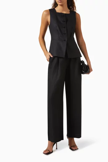 Rio Button-up Vest in Linen