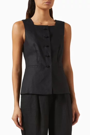 Rio Button-up Vest in Linen