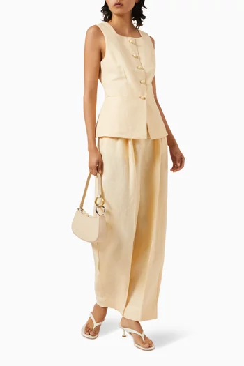 Rio Button-up Vest in Linen