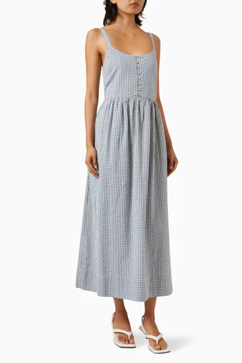 Mira Gingham Maxi Dress in Cotton