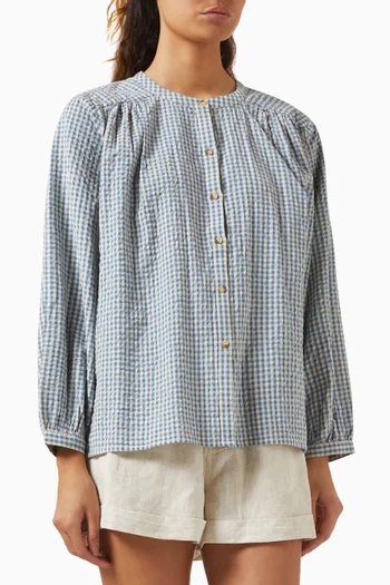 Mira Oversized Gingham Shirt in Cotton