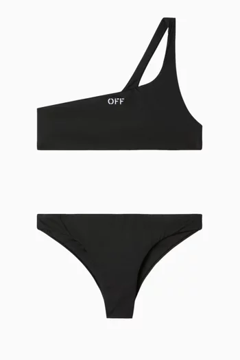 Off-stamp One-shoulder Bikini Set