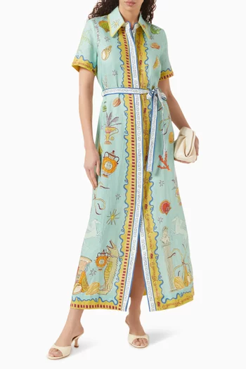 Surrealist Summer Shirtdress in Linen