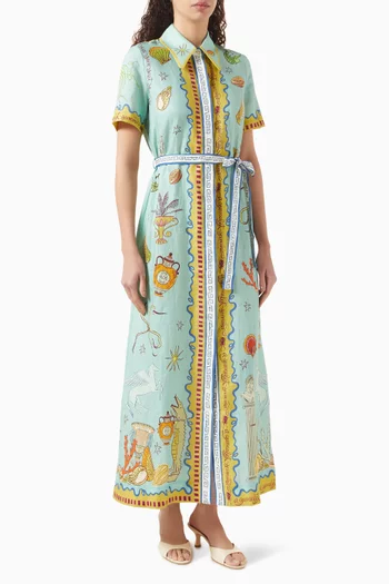 Surrealist Summer Shirtdress in Linen