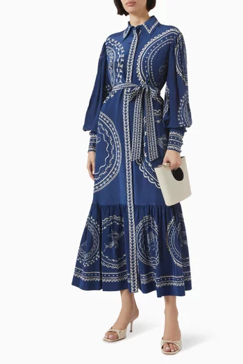 Oceane Maxi Shirt Dress in Silk