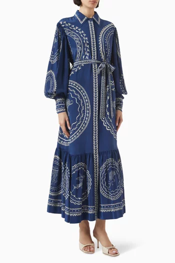 Oceane Maxi Shirt Dress in Silk