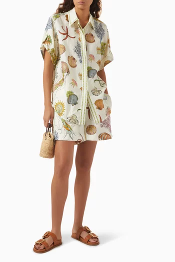 Sea Printed Shirt in Linen
