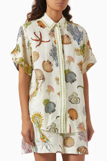 Sea Printed Shirt in Linen
