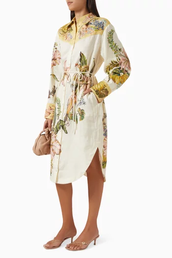 Oleander Midi Shirtdress in Linen