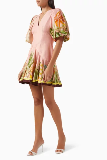 Papaya Mini Dress in Linen Blend
