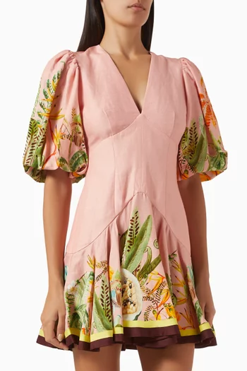 Papaya Mini Dress in Linen Blend