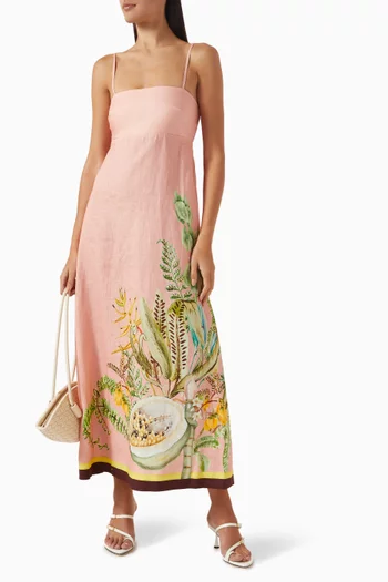 Papaya Midi Sundress in Linen
