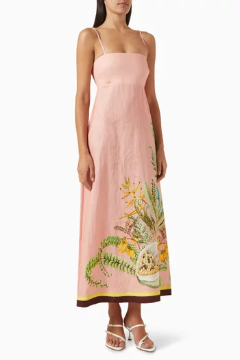 Papaya Midi Sundress in Linen