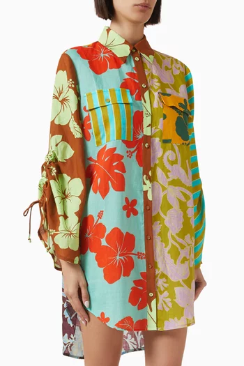 Poppy Spliced Shirt in Linen